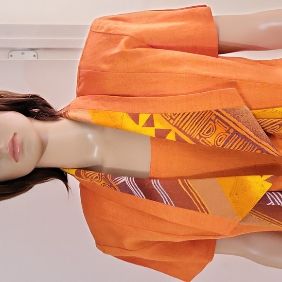 Vintage Linen-blend Farouche Lori Weidner Dress-Suit / Sz 8 / Orange, Rust-Brown - Picture 2 of 16